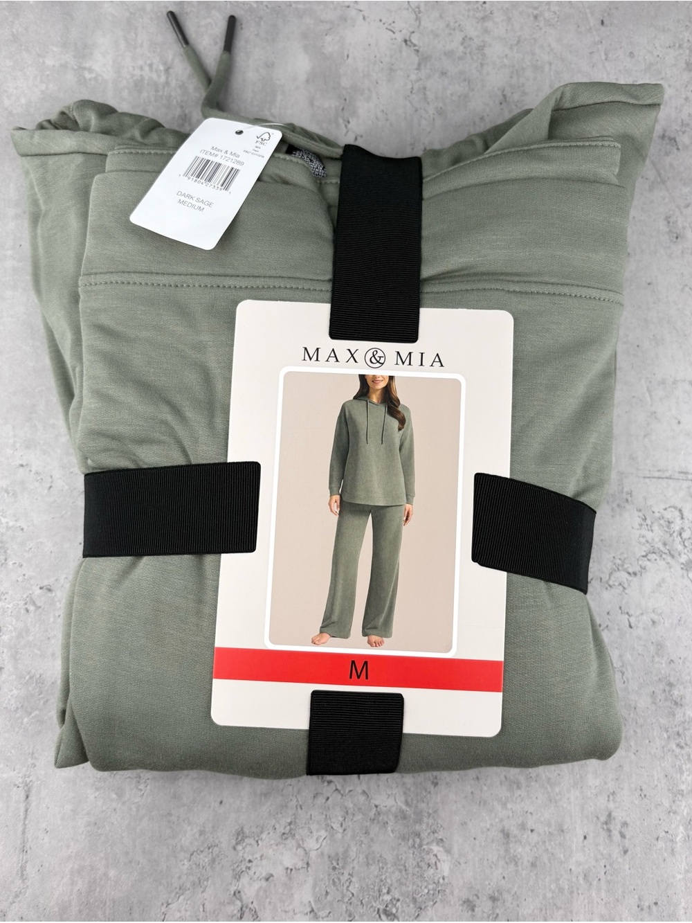 Max & Mia Women's M Dark Sage Hooded Lounge Set 2-Piece New With Tags